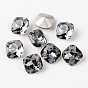 Faceted Square K9 K9 Glass Pointed Back Rhinestone Cabochons, Grade A, Back Plated, 8x8x4mm