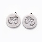 201 Stainless Steel Pendants, Manual Polishing, Flat Round with Ohm/Aum