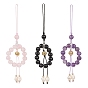Mixed Gemstone Beaded Mobile Straps, with Natural Freshwater Pearl Beads and Braided Nylon Thread and Alloy Beads