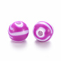 Opaque Striped Acrylic Beads, Round