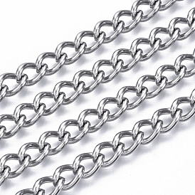 304 Stainless Steel Curb Chains, Twisted Chains, with Spool, Unwelded