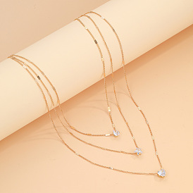 Fashionable Multi-layer Pentagram Heart Drop Pendant Vintage Necklace - Collarbone Chain