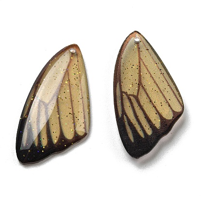 Transparent Epoxy Resin Pendants, with Glitter Powder, Wing Charms