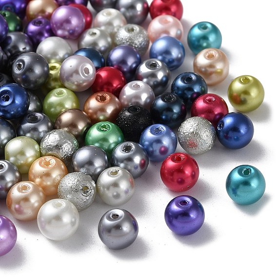 Baking Painted Glass Pearl Round Bead Strands