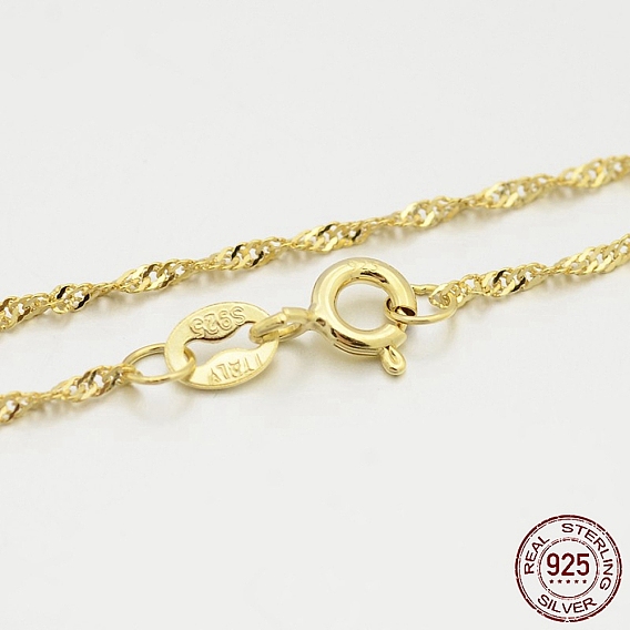 925 ожерелья с цепочкой из стерлингового серебра, цепочки ожерелья волна воды, с застежками пружинного кольца