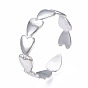 304 Stainless Steel Heart Wrap Open Cuff Ring, Chunky Ring for Women