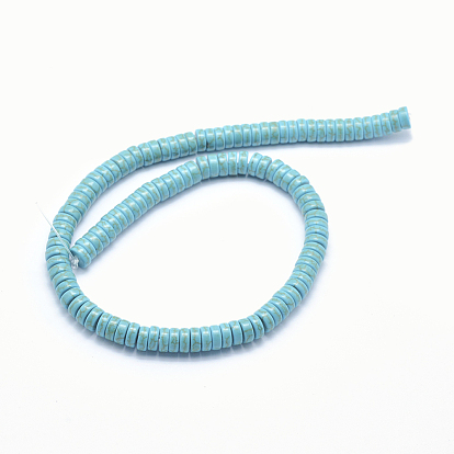 Synthetic Turquoise Beads Strands, Heishi Beads, Flat Round/Disc, Dyed