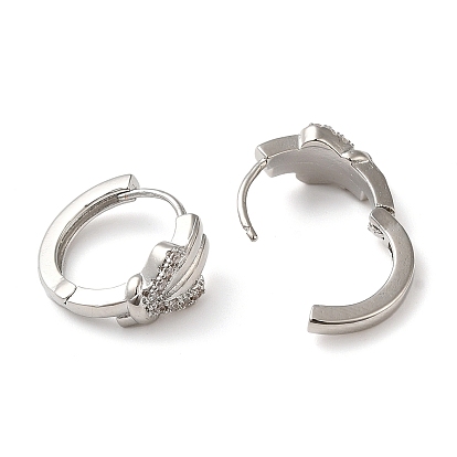 Cubic Zirconia Heart Hoop Earrings, Rack Plating Brass Earrings for Women, Lead Free & Cadmium Free