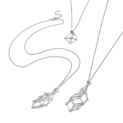 3 pcs 3 chaînes à maillons de barre en laiton de style pochette en macramé support de pierre vide pour la fabrication de colliers pendentifs