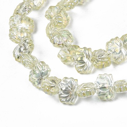 Perlas de vidrio electroplate hebra, color de ab, flor de loto