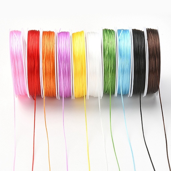 10 Rolls 10 Colors Flat Elastic Crystal String, Elastic Beading Thread, for Stretch Bracelet Making
