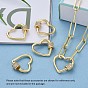 Brass Micro Pave Clear Cubic Zirconia Screw Carabiner Lock Charms, for Necklaces Making, Heart