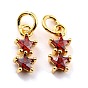 Brass Cubic Zirconia Charms, Real 18K Gold Plated, Cadmium Free & Lead Free, Double Star