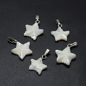 Shell Pendants, with Brass Findings, Star