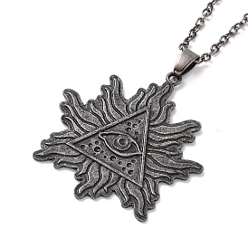 Alloy Flame with Evil Eye Pendant Necklace for Men Women