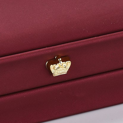 Boîte à bijoux en cuir pu, avec couronne en résine, pour boîte d'emballage de collier, rectangle