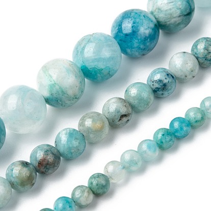 Brins de perles rondes en hémimorphite de pierres précieuses naturelles, teint