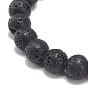 Natural Lava Rock & Rhinestone Stretch Bracelet, Essential Oil Gemstone Jewelry for Men Women