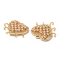 Brass Micro Pave Cubic Zirconia Chandelier Component Links, with Open Loop, Woven Net/Web, Heart