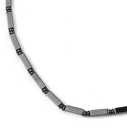 Colliers rectangulaires en perles d'hématite non magnétiques synthétiques pour femmes et hommes, avec un alliage fermoir magnétique