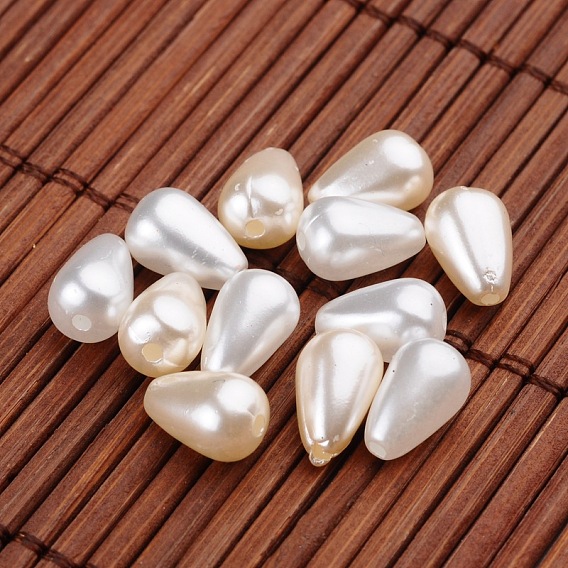 Perles acryliques imitation de larme, 10x6.5mm, trou: 1 mm, environ 2413 pcs / 500 g