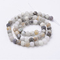 Natural Bamboo Leaf Agate Beads Strands, Frosted, Round