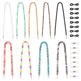 Nbeads 25 pcs trombone acrylique et chaînes de lunettes de câble, avec porte-lunettes, pour la fabrication de chaînes de lunettes de bricolage