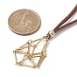 Brass Bar Link Chains Macrame Pouch Empty Stone Holder for Pendant Necklace Making, Adjustable Faux Suede Cord Necklace