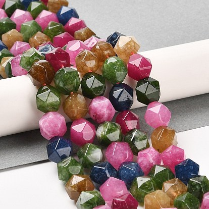 Naturales teñidos perlas de jade blanco hebras, facetados, polígono
