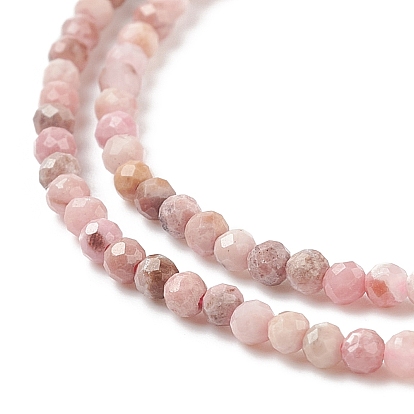 Natural Rhodonite Bead Strands, Faceted Round