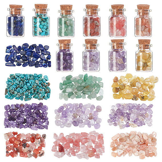 86~115 g 10 kits de fabricación de botellas de deseos de bricolaje estilo g {3}, con cuentas de piedras preciosas y recipientes de vidrio para botellas de deseos
