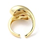 Rack Plating Brass with Colorful Cubic Zirconia Open Cuff Rings, Teardrop with Heart