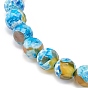 Natural Fire Crackle Agate & Lava Rock Stretch Bracelet, Essential Oil Gemstone Jewelry for Women