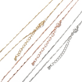 Brass Bar Link Chain Necklaces, Long-Lasting Plated