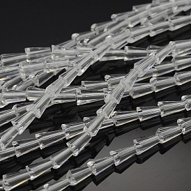Faceted Cone Glass Beads Strands, 6x3.5mm, Hole: 1mm, about 100pcs/strand, 22.8 inch