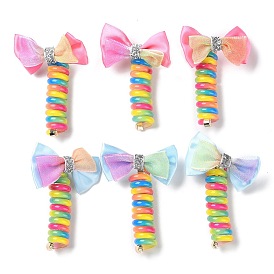 Plastic & Polyester Bowknot Spiral Hair Tie for Women & Girl, Elastic Hair Rope Ponytail Holder Braid Accessories