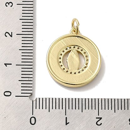 Micro-pavé de laiton plaqué en rack, zircone cubique avec pendentifs en opale synthétique, avec anneau de saut, sans plomb et sans cadmium, plaqué longue durée, plat rond avec saint