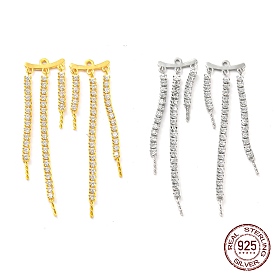 Chains Tassel 925 Sterling Silver Micro Pave Cubic Zirconia Peg Bails, for Half Drilled Beads, with S925 Stamp