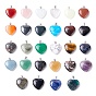 Natural Gemstone Pendants, Heart, with Platinum Tone Brass Findings, Heart