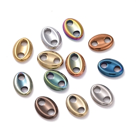 Vacuum Plating Non-magnetic Synthetic Hematite Connector Charms, Oval