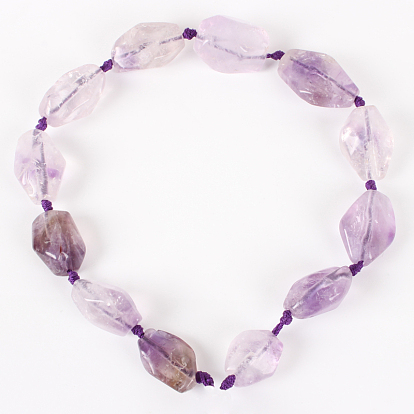 Natural Amethyst Gemstone Bead Strands, Nuggets, 22~38x15~30x8~20mm, Hole: 2mm, about 10~17pcs/strand, 16.54 inch