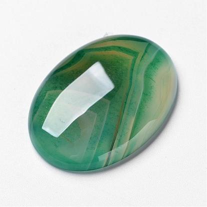 Natural Green Agate Cabochons, Flat Back, Oval, Dyed