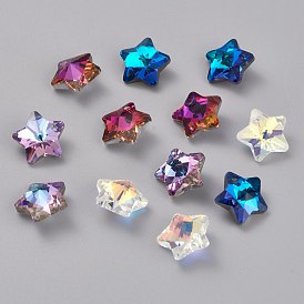 Electroplate Glass Charms, Faceted, Star