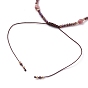 Bracelet de perles tressées en cordon de nylon ajustable, avec perles de rocaille rondes en verre fgb, perles de pierres précieuses naturelles et perles de verre galvanisées