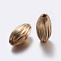 Brass Corrugated Beads, Plated, Rice