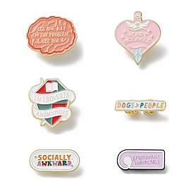 Word Enamel Pins, Light Gold Zinc Alloy Brooch for Backpack Clothes