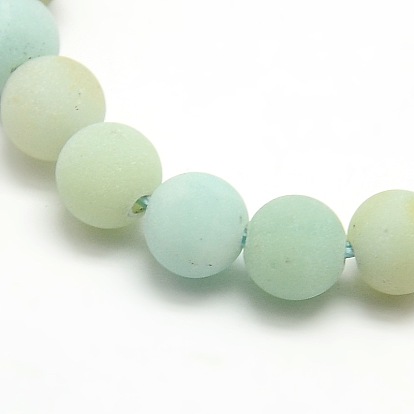 Frosted Natural Flower Amazonite Round Bead Strands