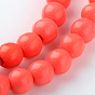 Synthetic Coral Beads Strands, Dyed, Round, Pink, 6mm, Hole: 0.8mm, 15~16 inch