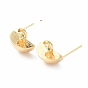 Brass Stud Earring Findings, with Peg Bails and 925 Sterling Silver Pins, Half Round