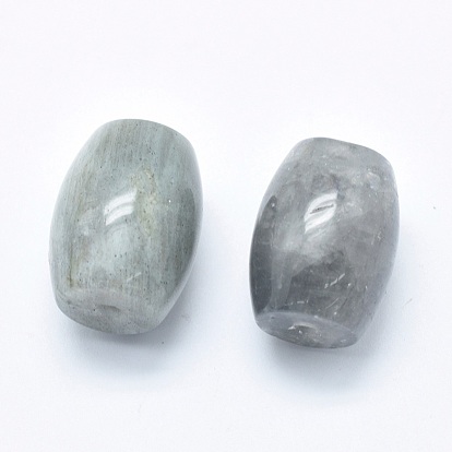 Perles naturelles de labradorite, à moitié percé (trous des deux côtés), baril